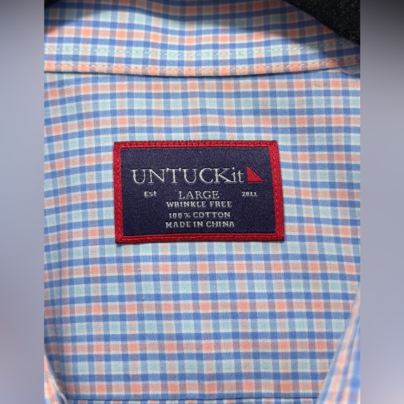 UNTICKit Men's Long Sleeve Wrinkle Free Plaid Button Down‎ Size Large - Picture 4 of 7